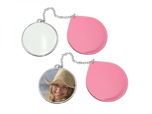 Round Makeup Mirror with Leather Case