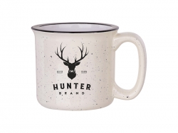 13oz/400ml Ceramic Enamel Coffee Mug (Beige Pattern)