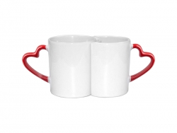 11oz Couple Mugs w/ Red Heart Handle