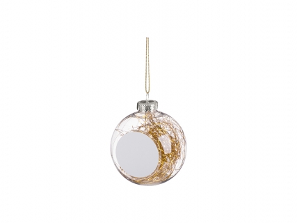 8cm Plastic Christmas Ball Ornament w/ Gold String (Clear)