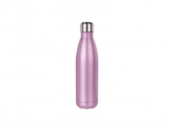 17oz/500ml Glitter Stainless Steel Cola Shaped Bottle (Pink)