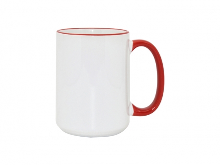 15oz Rim/Handle Mugs - Red