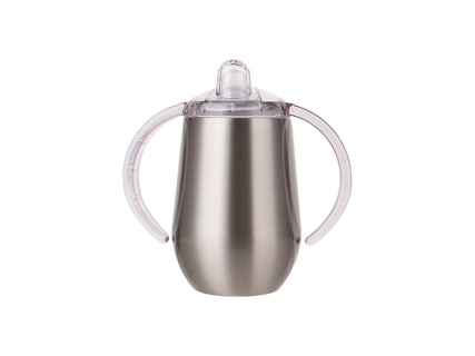 10oz/300ml Insulated Stainless Steel Sippy Cup with Spout (Silver)