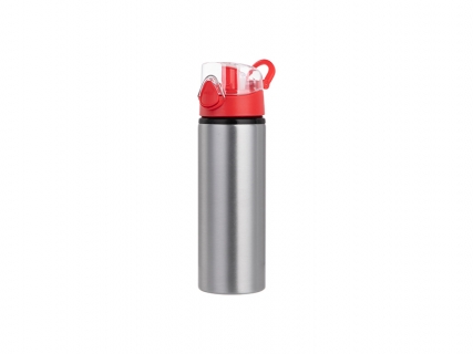 750ml Alu water bottle with Red cap (Silver) MOQ: 2000