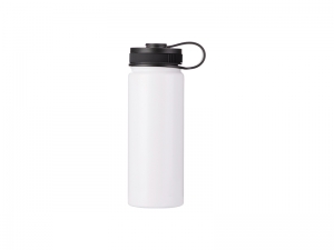 18oz/550ml Stainless Steel Flask w/ Portable Lid (White)