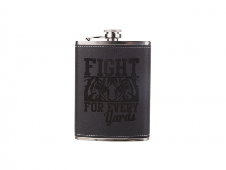8oz Stainless Steel Flask with PU Cover (Black)