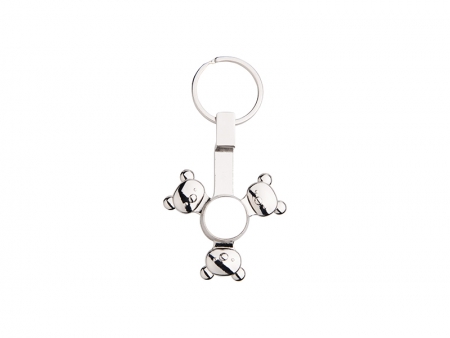 Fidget Spinner Key Ring (Panda, Silver)