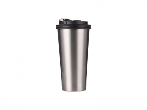 16oz Stainless Steel Tumbler (Silver) w/ Handle