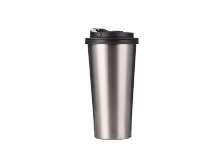16oz Stainless Steel Tumbler (Silver) w/ Handle
