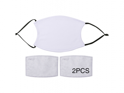 13*17.8cm Sublimation Face Mask with Filter(Full White) With Black strap