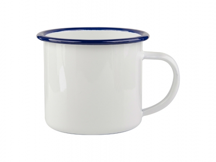 12oz/360ml Enamel Cup with Blue Rim