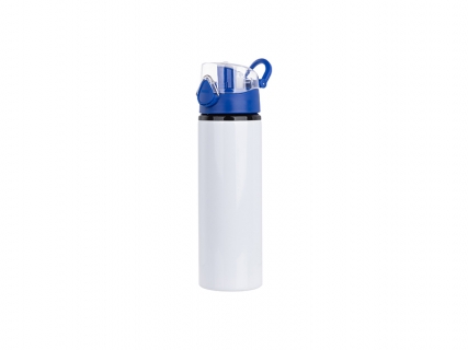 750ml Alu water bottle with Blue cap (White) MOQ: 2000
