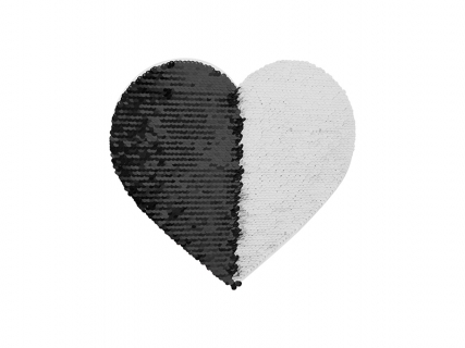 19*22cm Flip Sequins Adhesive White Base (Heart, Black W/ White)