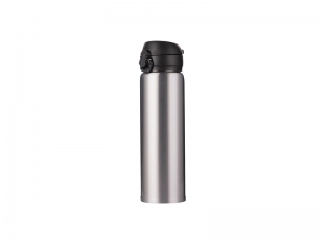 500ml/17oz Pop Lid Stainless Steel Bottle (Silver)