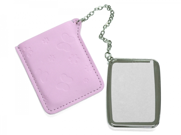 Rectangular Hand Mirror with Leather Case