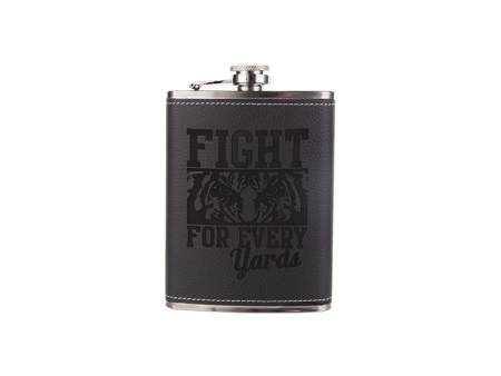 Petaca 8oz Acero Inoxidable con Funda PU (Negro)