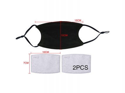 10*15cm Full Cotton Face Mask with Filter (Black, Small)