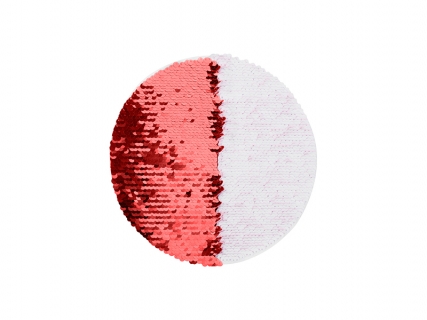 φ19cm Flip Sequins Adhesive White Base (Round, Red w/ White)