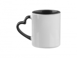 11oz Inner Rim Color Mug with Heart Handle (Black)