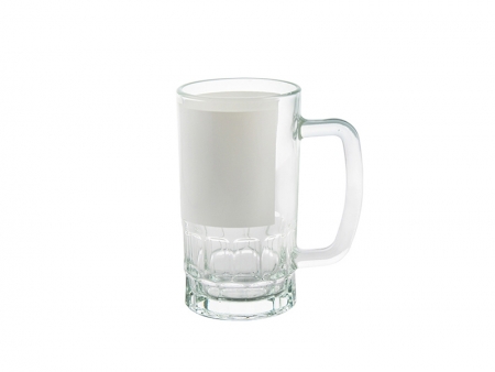 20oz Glass Beer Mug with White Patch