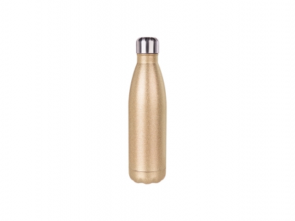 17oz/500ml Glitter Stainless Steel Cola Shaped Bottle (Rose Gold)