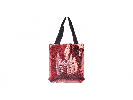 Sequin Double Layer Tote Bag(Red/Silver, 35*38cm)
