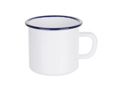 17oz/500ml Enamel Mug with Blue Rim