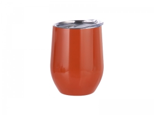 12oz Stainless Steel Stemless Wine Cup (Orange)