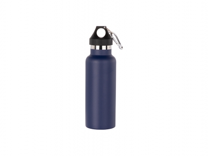 500ml/17oz Portable Bamboo Lid Powder Coated Stainless Steel Bottle (Dark Blue)