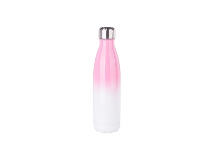 17oz/500ml Stainless Steel Cola Shaped Bottle (Gradient Color White&amp;Pink)