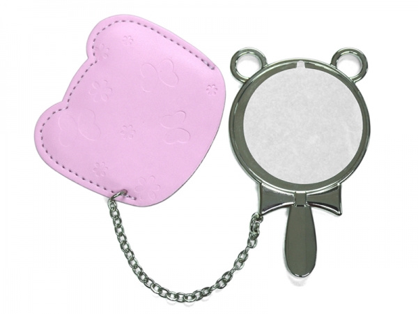 Round Hand Mirror with Leather Case