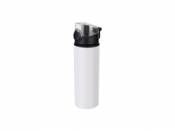 750ml Alu water bottle with Clear cap (White) MOQ: 2000