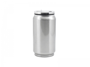 10oz/300ml Stainless Steel Coke Can with Straw(Silver)
