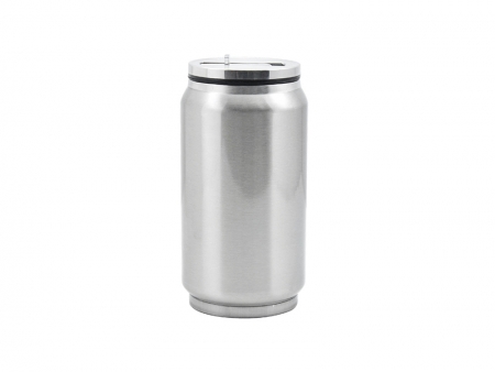 10oz/300ml Stainless Steel Coke Can with Straw(Silver)