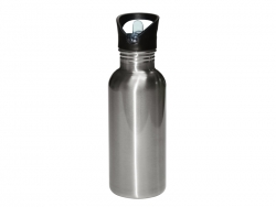 600ml Stainless Steel Water Bottle with Straw Top - Silver