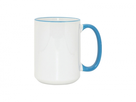 15oz Rim/Handle Mugs - Light Blue