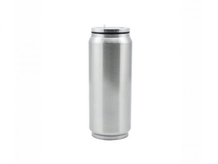 12oz/350ml Stainless Steel Coke Can with Straw(Silver)