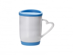12oz/360ml Ceramic Mug w/ Silicon Lid and Base (Light Blue)