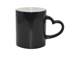 11oz Full Color Change Mug with Heart Handle Black
